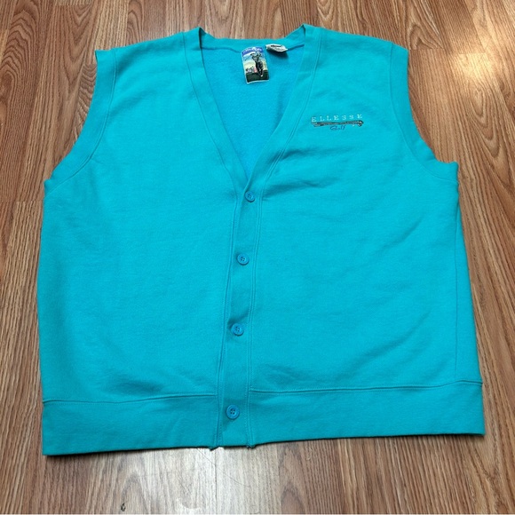 Vintage Ellesse Men’s Golf Sweater Cardigan Size Large Blue/Green Button-Up 90’s - Picture 1 of 3